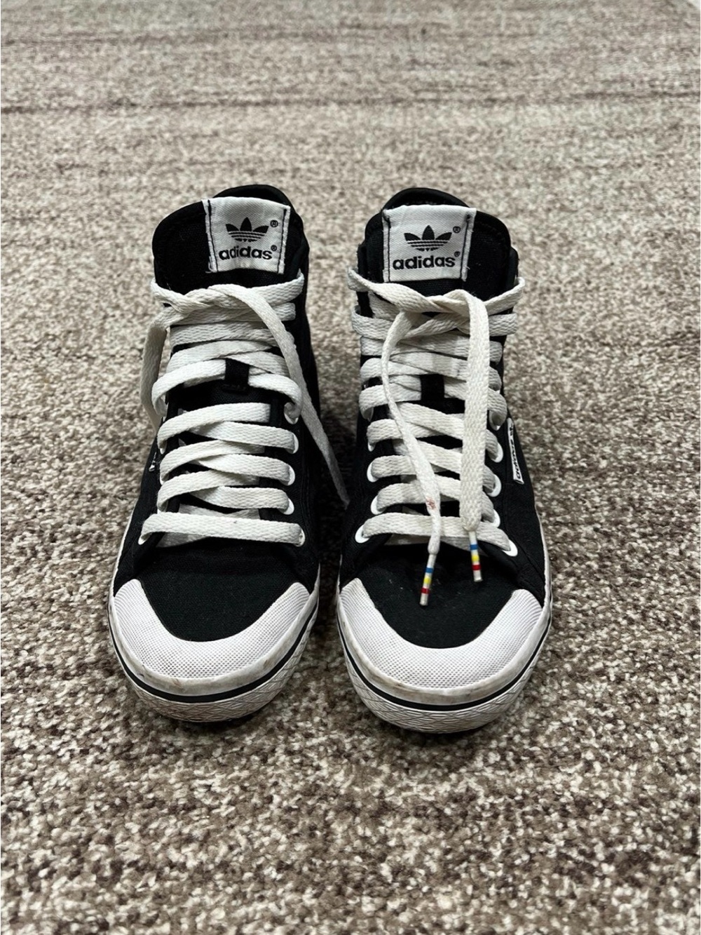 adidas Black and White High-Top Canvas Sneakers